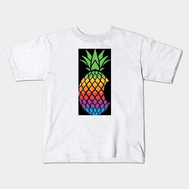 Pineapple Black 2 Kids T-Shirt by DesignbyDrD